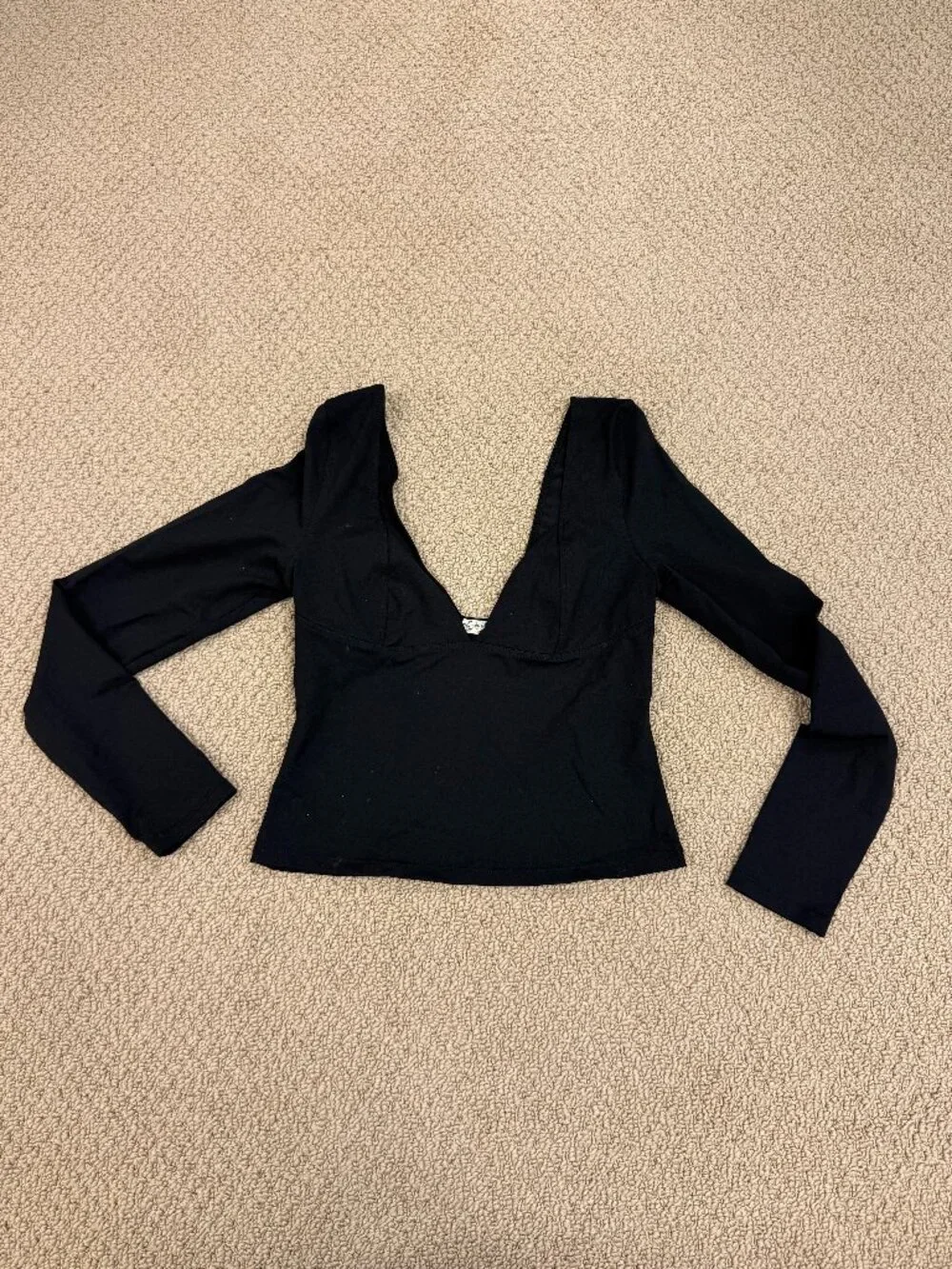 Free People x Intimately FP Duo Corset Long Sleeve Cami In Black Size M